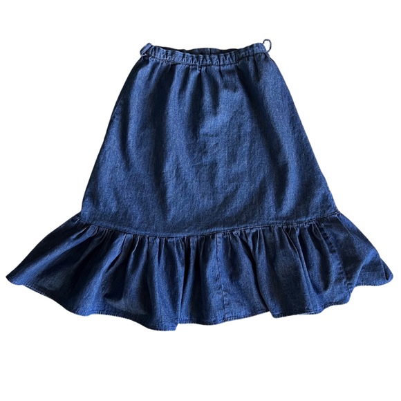 BLUE JEAN SKIRT WITH RUFFLED BOTTOM - Picture 2 of 4